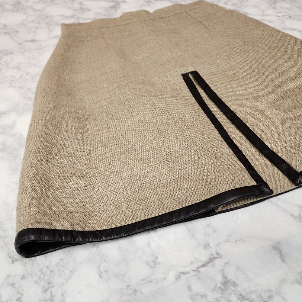 Celine Linen Leather Trim Skirt - Picture 3 of 14